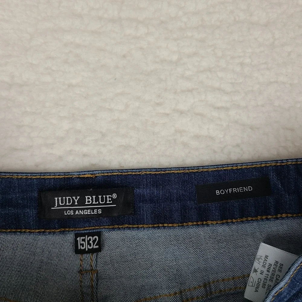 Judy Blue Jeans Womens 15/32 Blue Boyfriend Dark Wash Denim JB88608